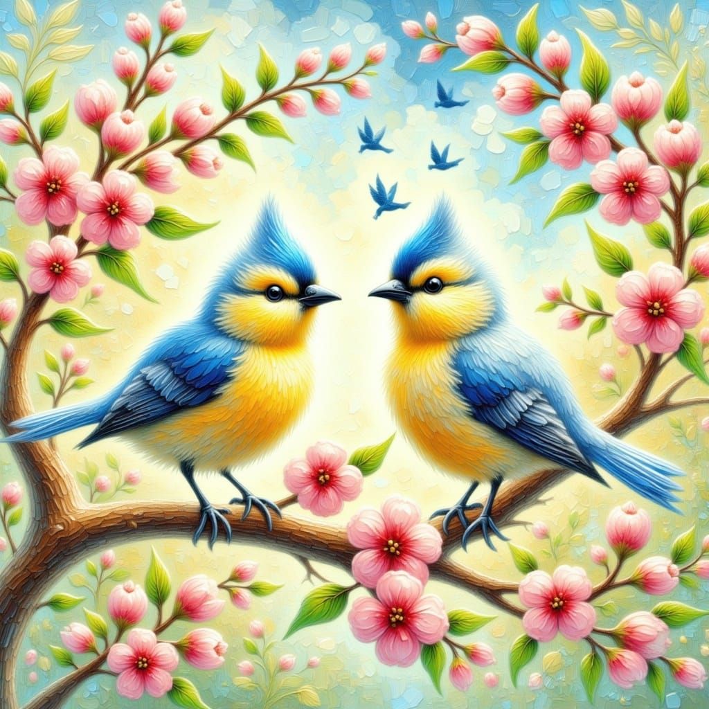 Surreal Springtime Scene in Impressionist Style