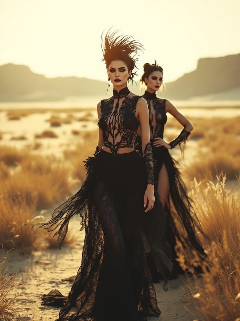 Ethereal Desert Goddesses Unveiled in Gothic Elegance