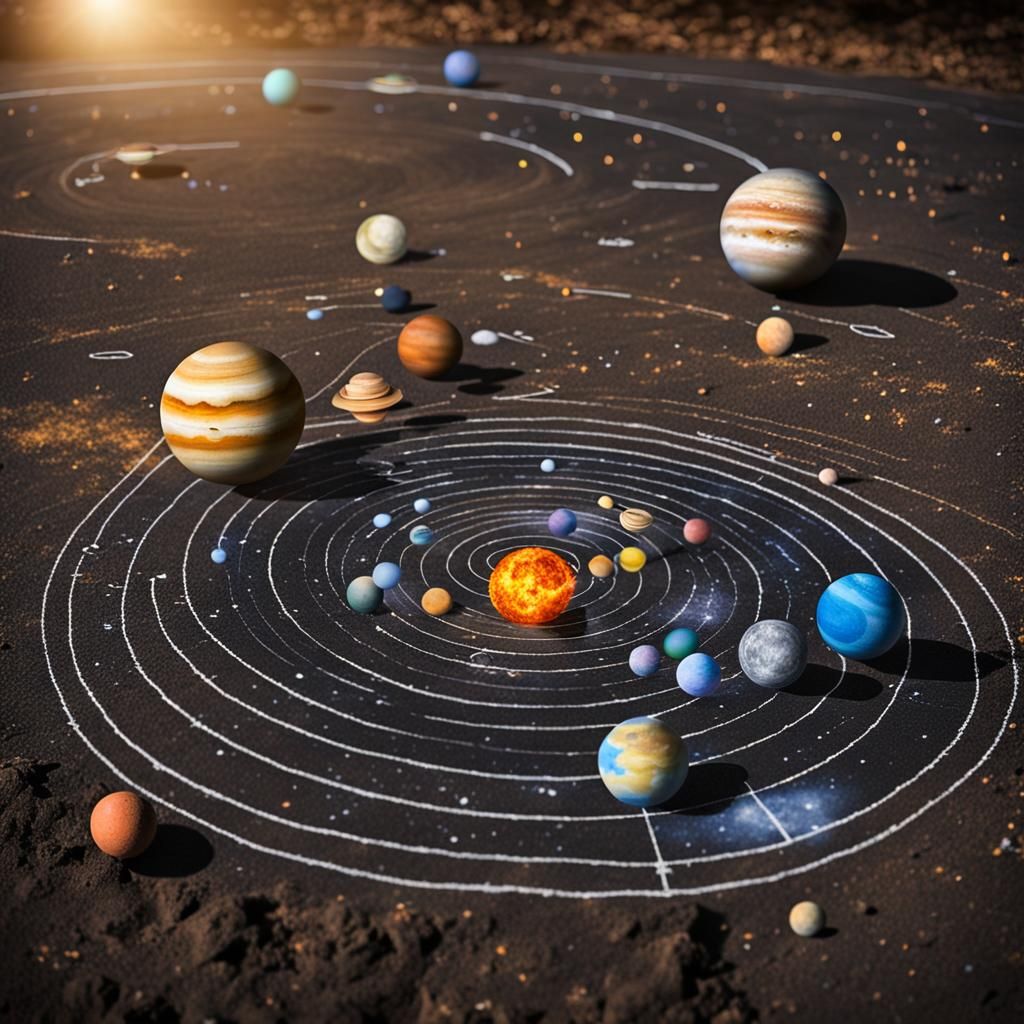 3D Chalk Art of the Solar System
