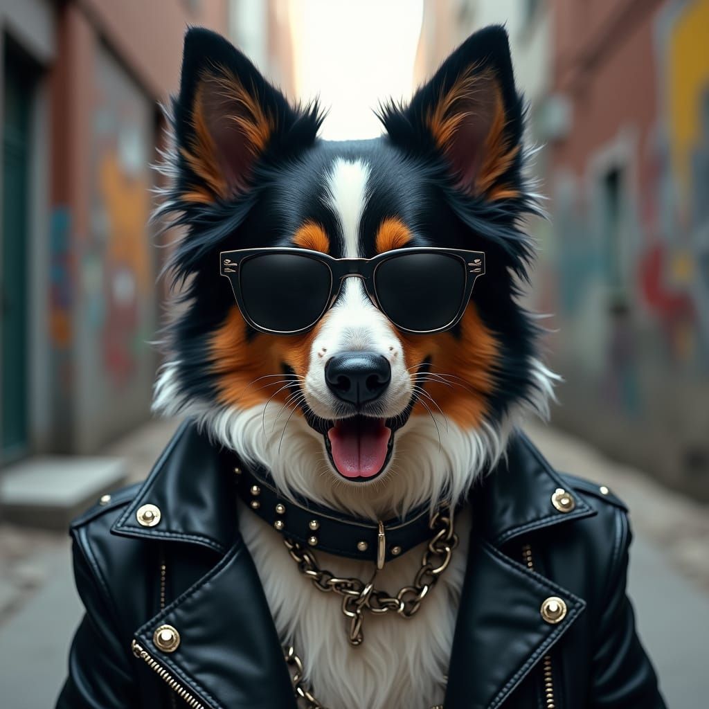Rugged Australian Shepherd in Urban Alleyway