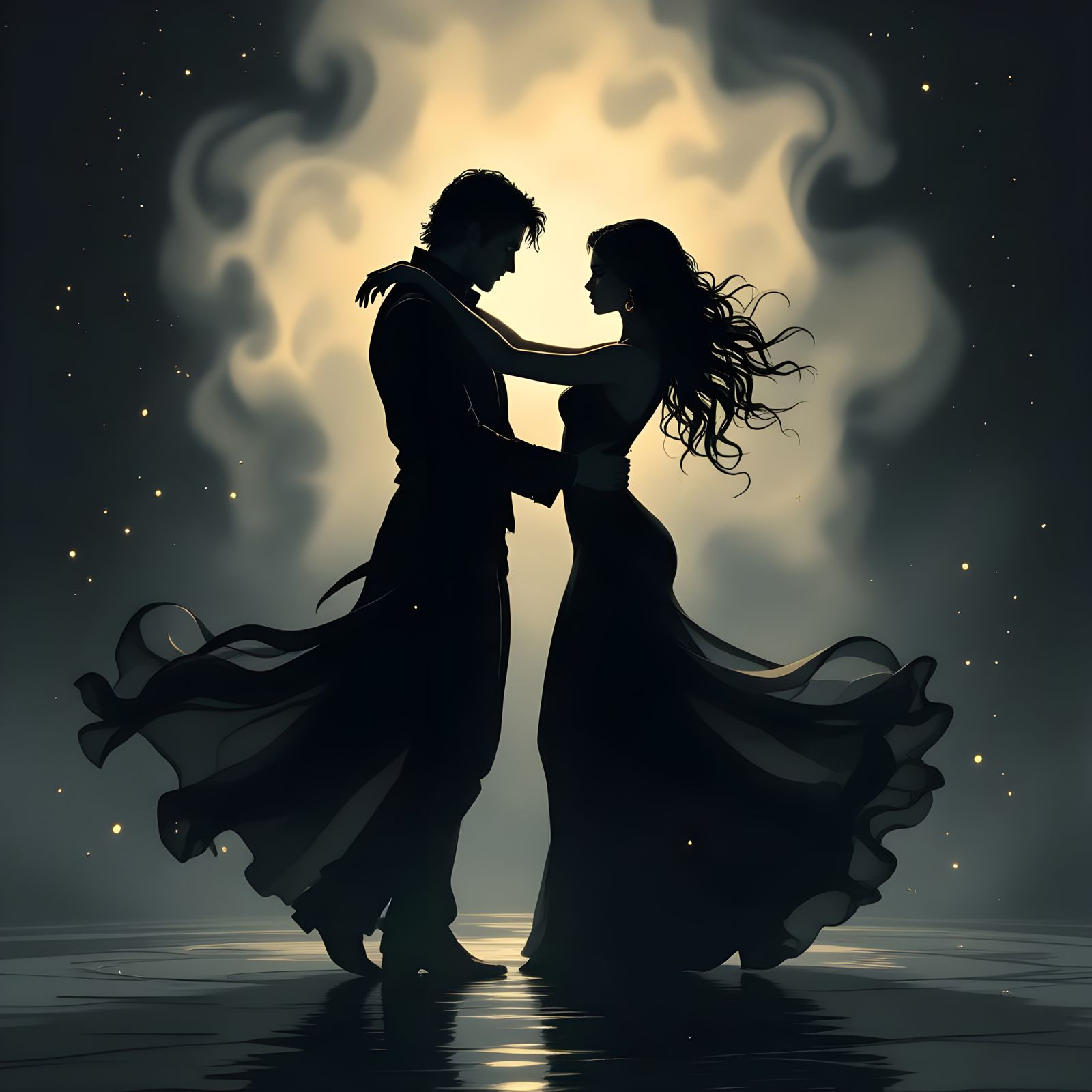 Mysterious Shadow Dancers in Ethereal Light