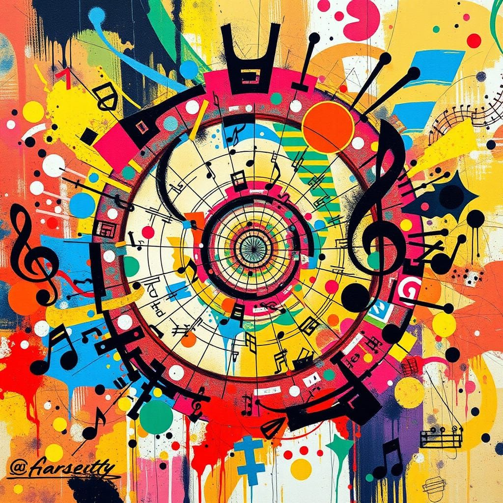Surreal Harmony of Math and Music in Vibrant Abstract Art
