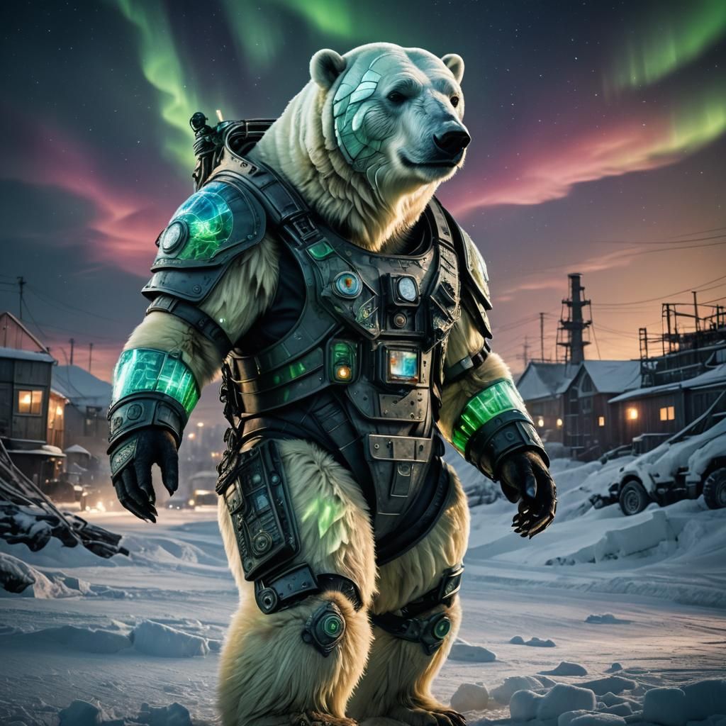 Armored Aurora Polar Bear Leading Revolution