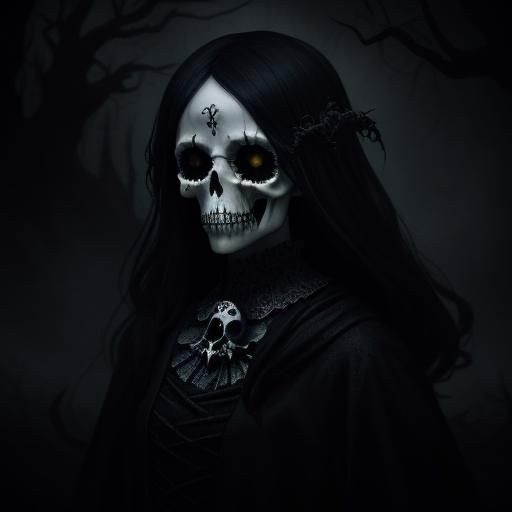 Eerie Gothic Vortex of Skulls and Ghosts
