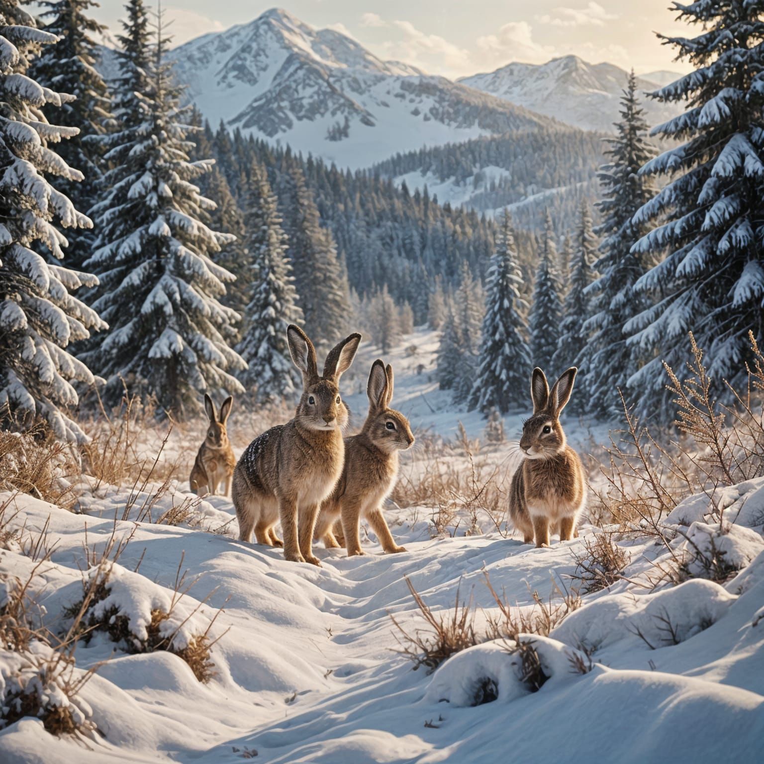 Winter Wonderland Scene in Misty Mountains