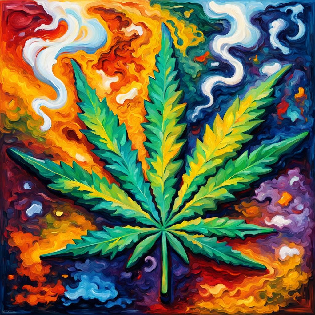 Marijuana Smoking Items in Expressionist Oil Painting