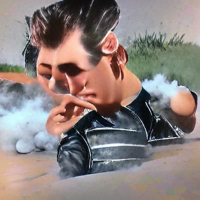 Monochrome Greaser Smoking with Shimmering Smoke