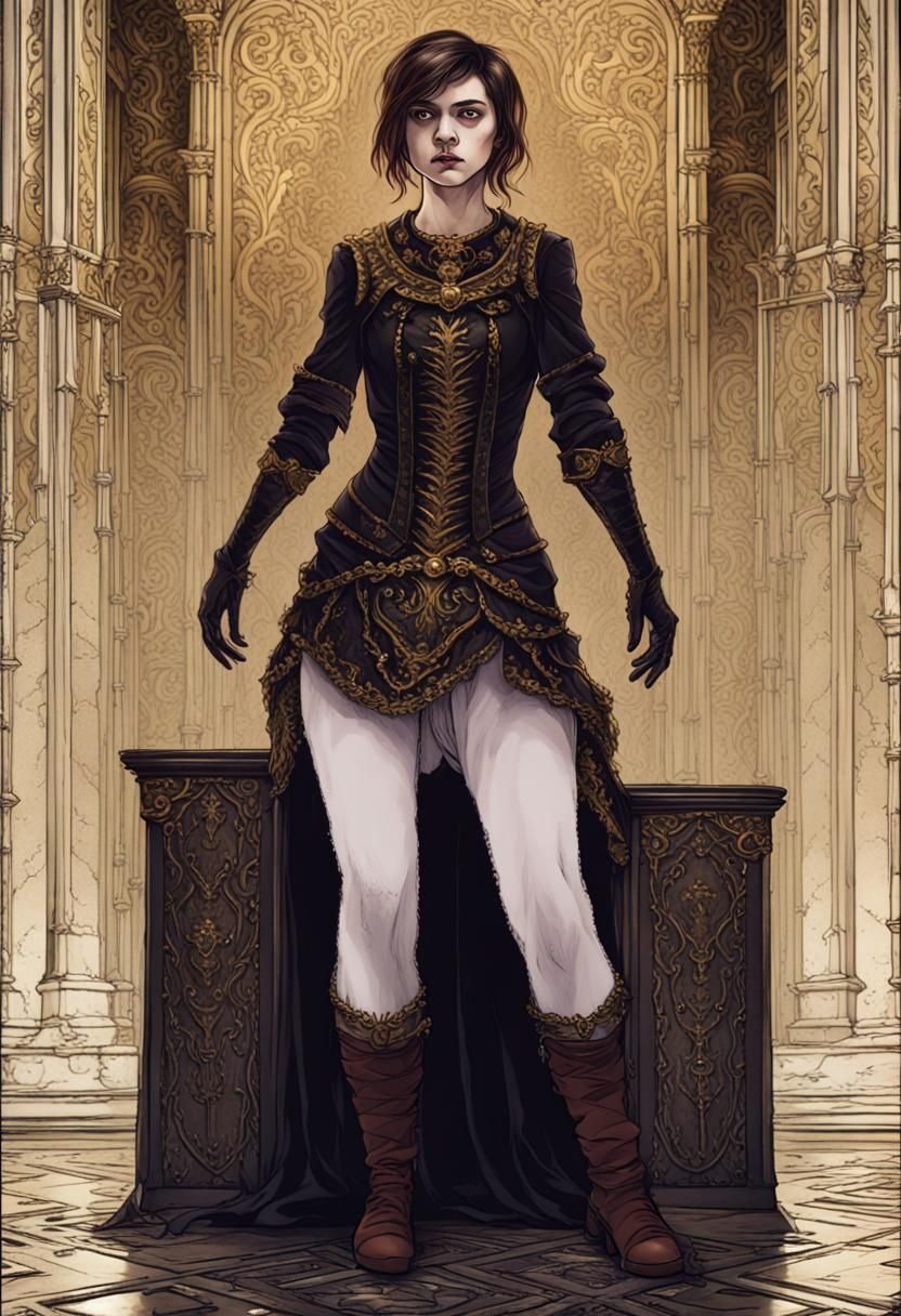 Eerie Queen Leah: Dark Fantasy Portrait in Gothic Style