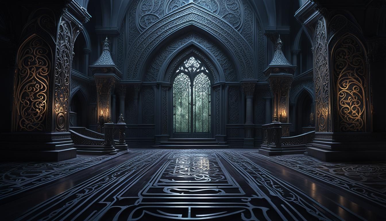 Ethereal Quote in Cursive Script with Gothic Flair