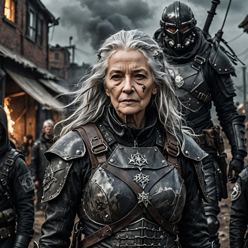 Post-Apocalyptic Punk Elder in Ridley Scott Style