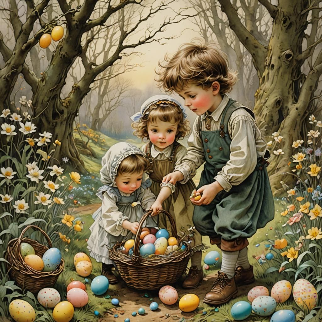 Brother and Sister's Easter Egg Hunt