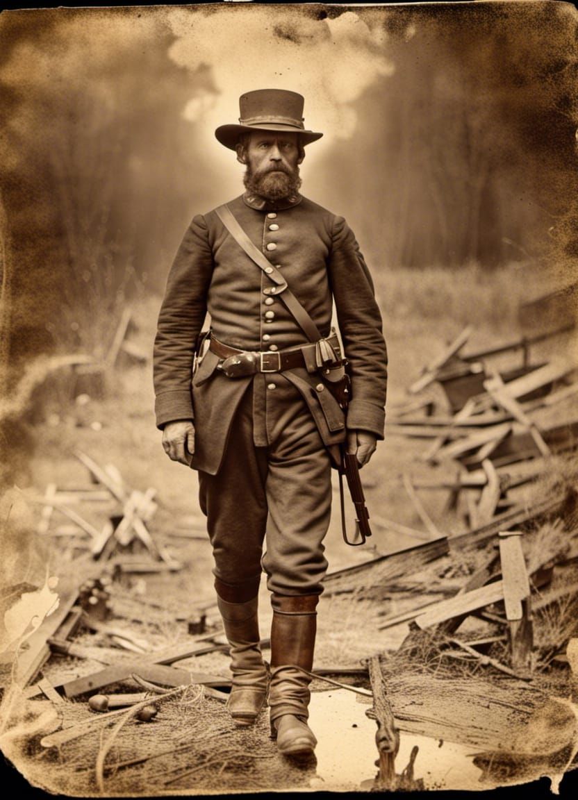 Eerie Civil War Ghost in Sepia Photo
