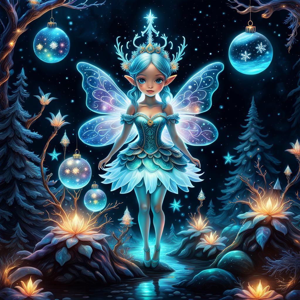 Bioluminescent Christmas Wonderland: Astral Cosmic Illustrat...