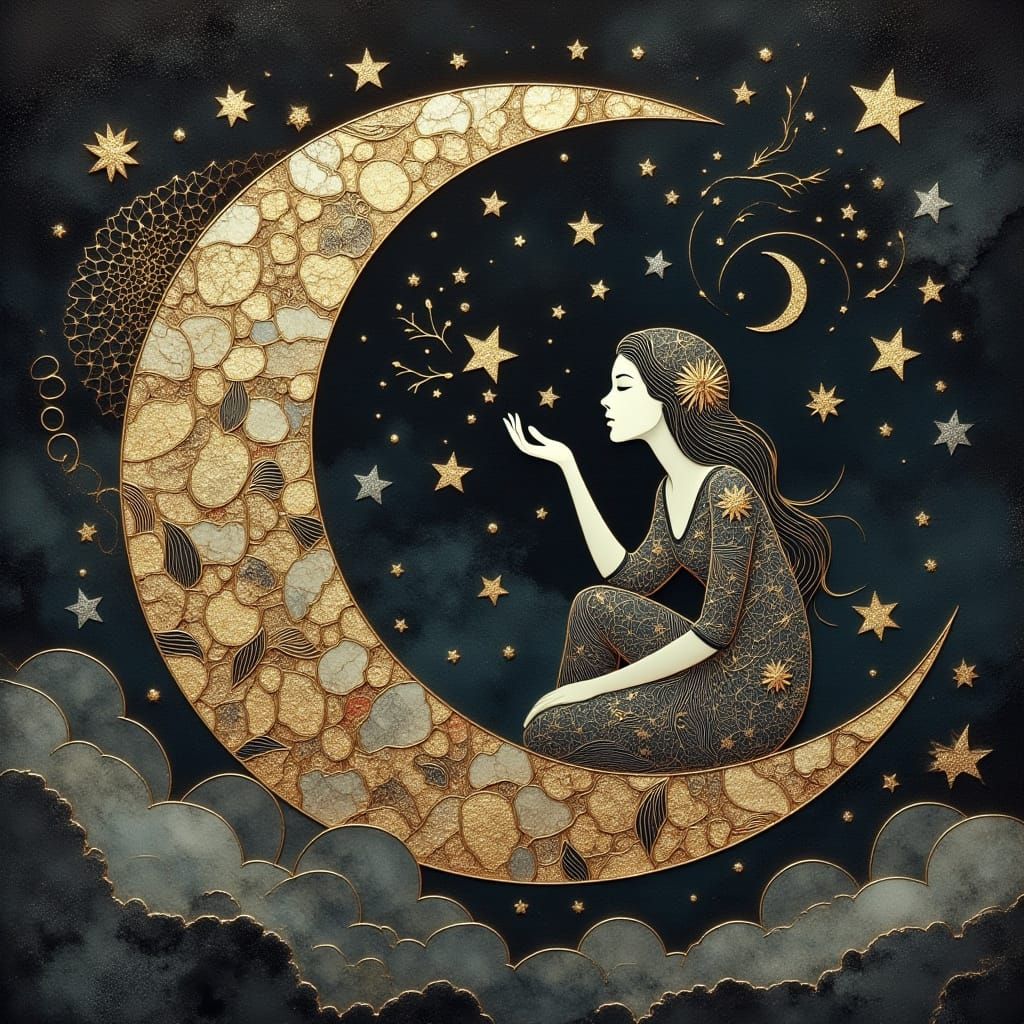 Glowing Celestial Goddess in Midst of Stargazing