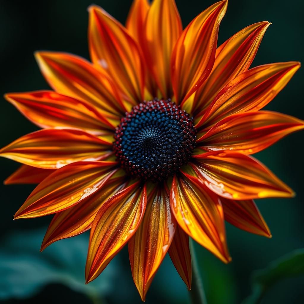 Glass Sunflower with Vibrant Enamel Petals