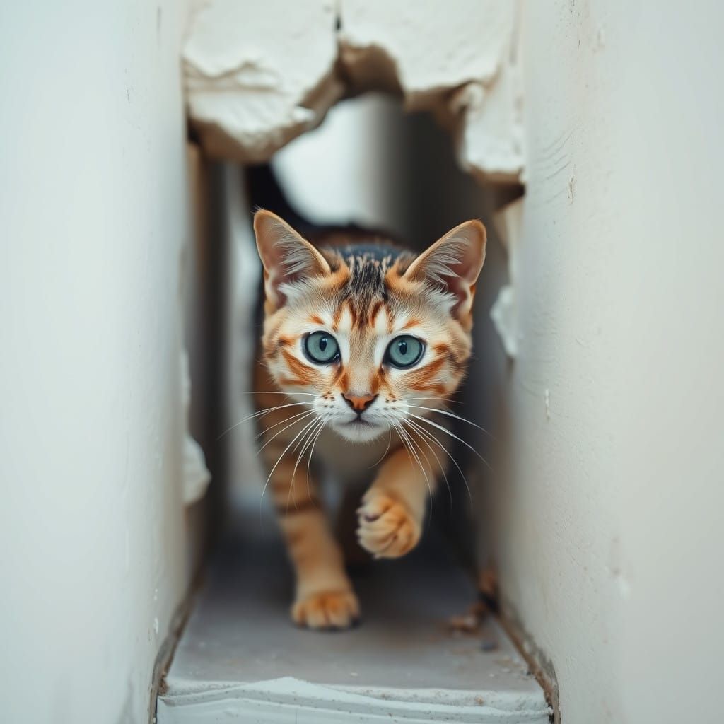 Whimsical Feline Phenomenon Walking Through Walls
