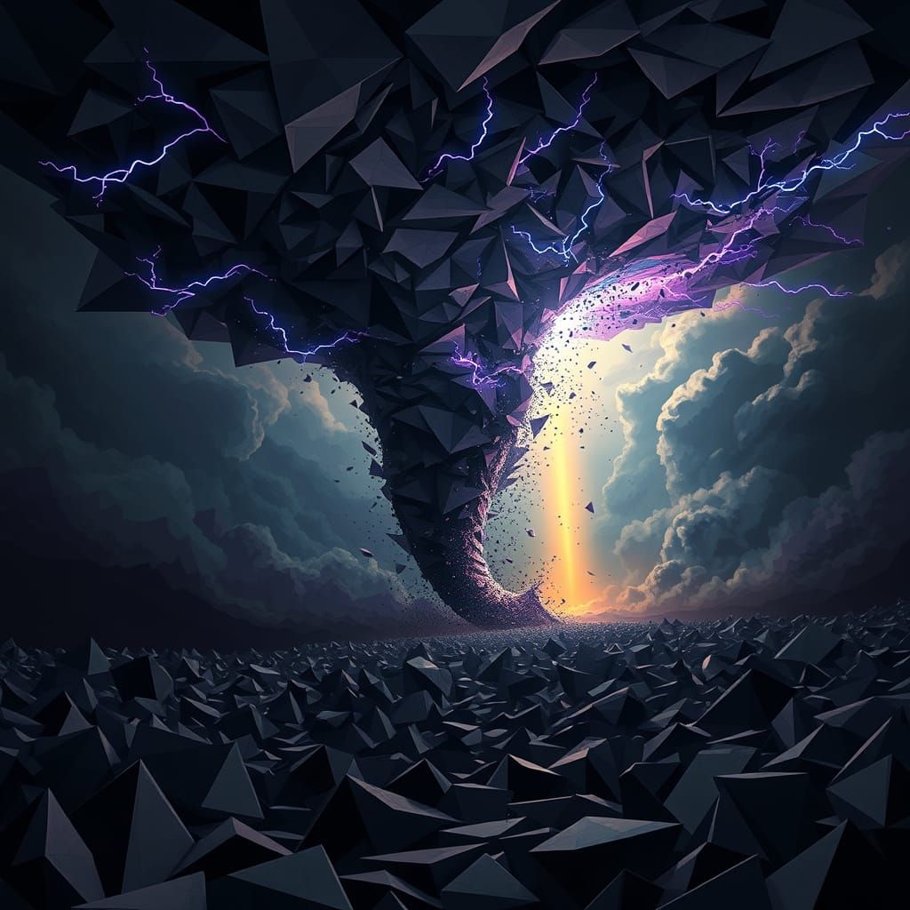 Apocalyptic Triangular Storm Unfolds in Geometric Chaos