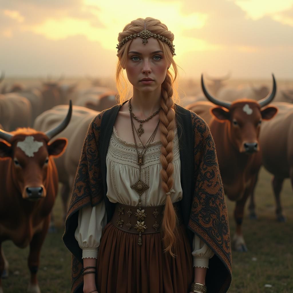 Latvian Goddess of Livestock in Dawn Light