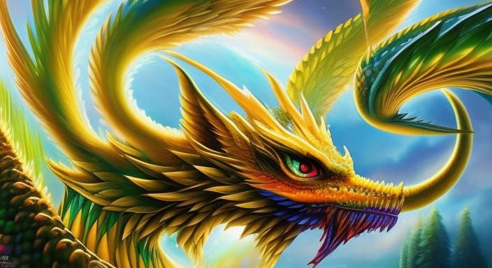 Chromatic Dragon in Storm by Josephine Wall