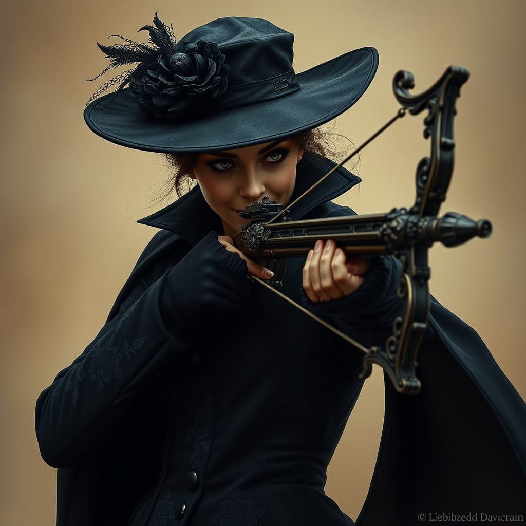 Vintage-Style Assassin Lady Targets You with Intricately Car...