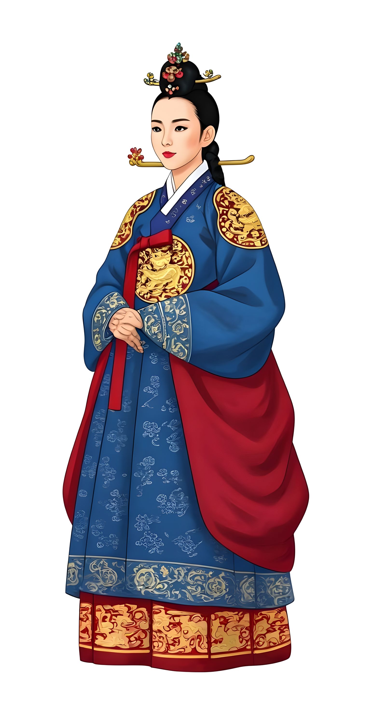 Elegant Korean Queen in Oriental Garden