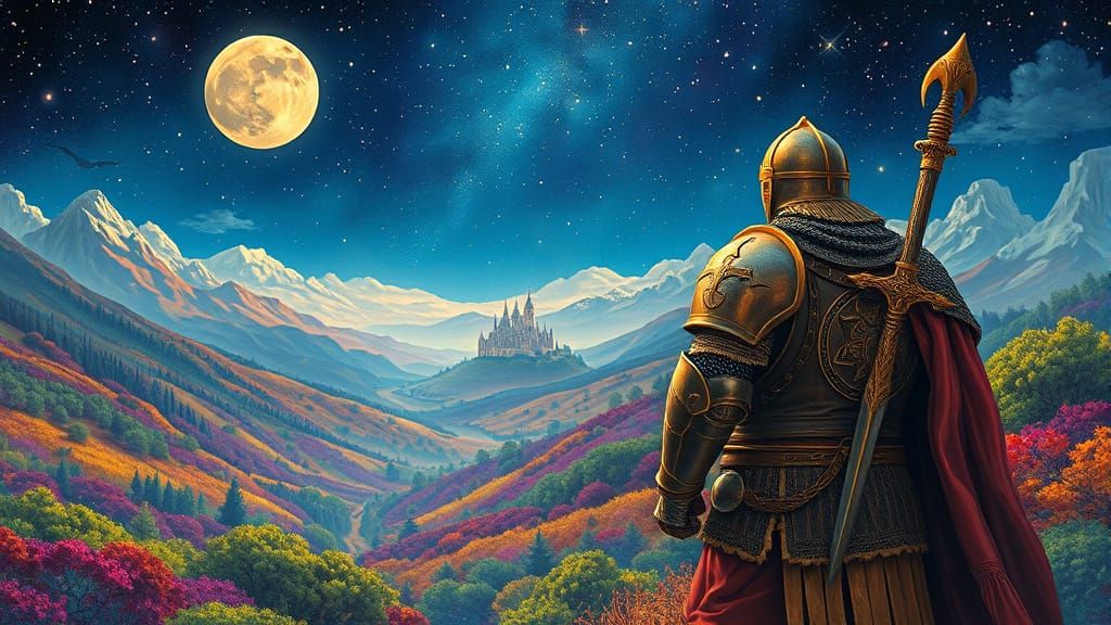 Knight Surveys Valley in Psychedelic Astral Illustration