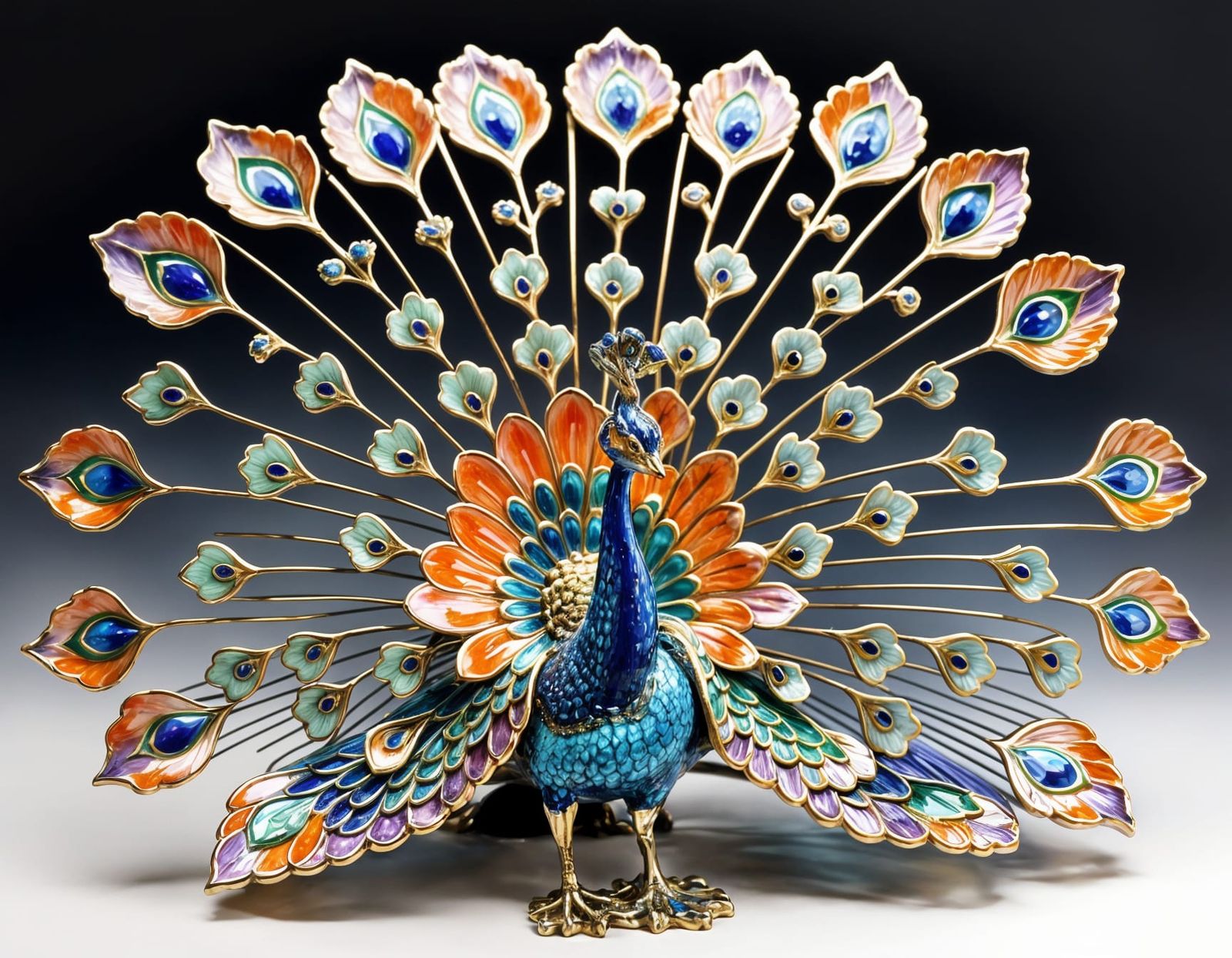 Majestic Porcelain Peacock Figurine