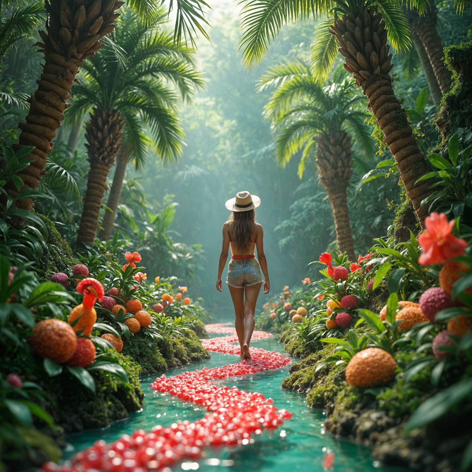 Candy Jungle Landscape with Gummy Worm Vines and Rock Candy ...