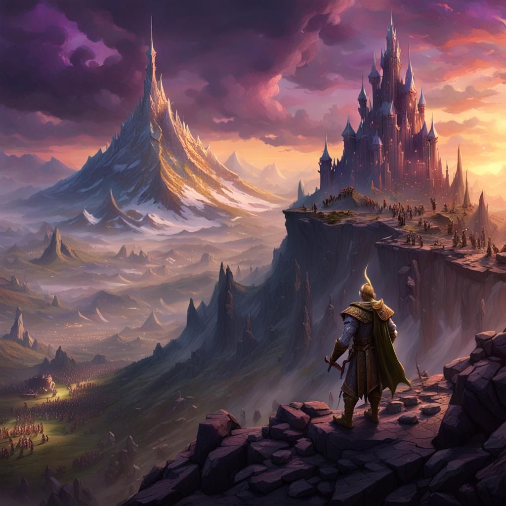 Elf Lord Overseeing Troll Horde, Dark Fantasy Art