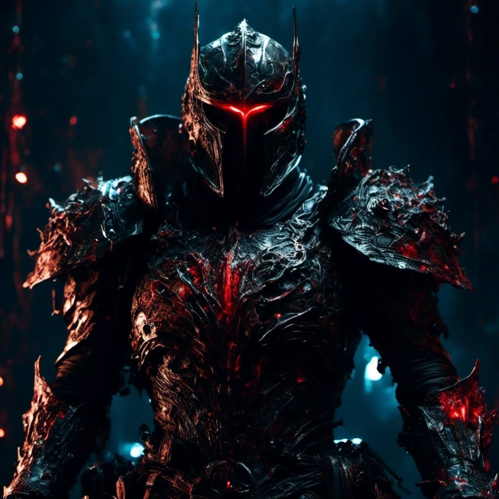 Cyberpunk Void Knight in Macabre Universe