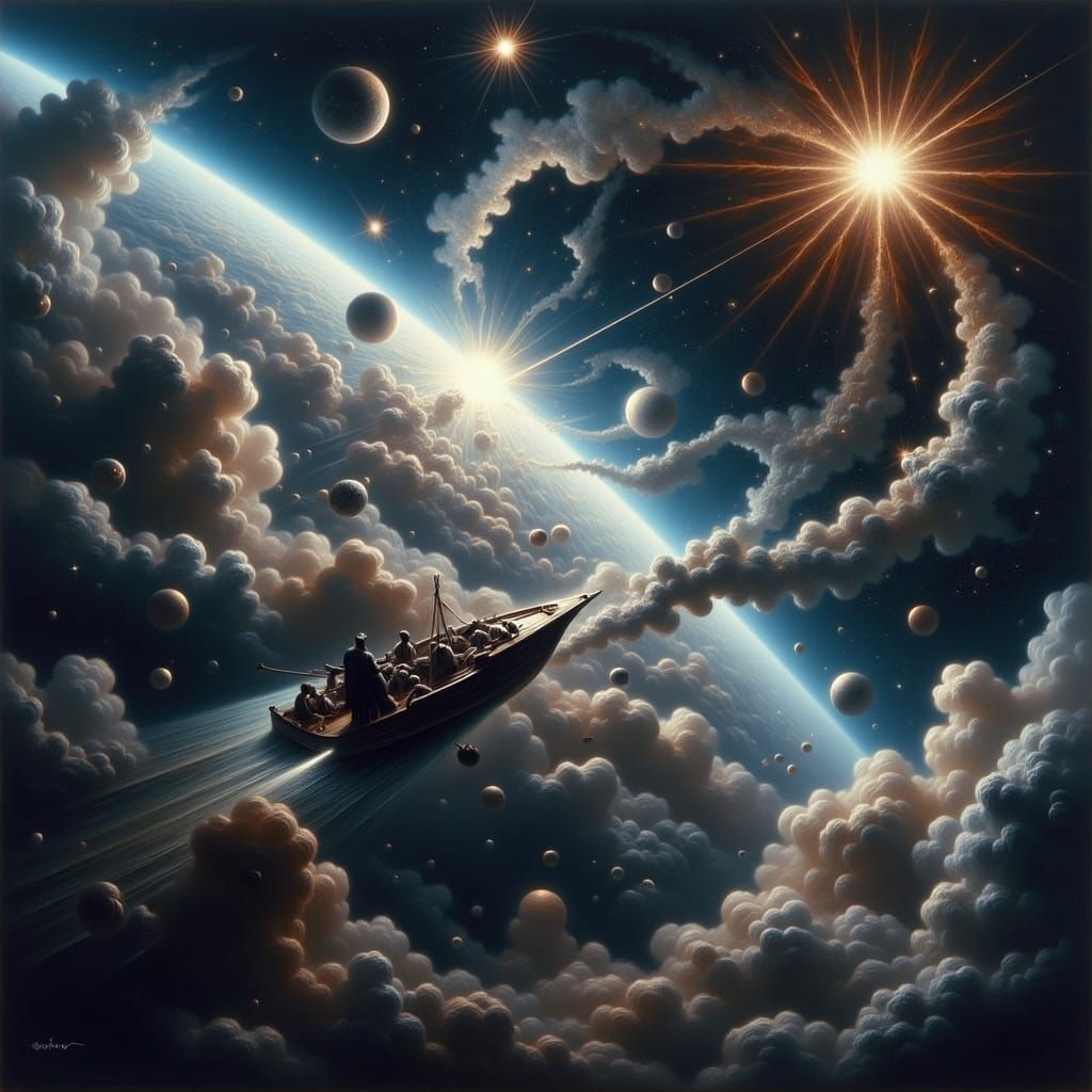 Star Trek Celestial Journey as Dutch Master Oil Painting