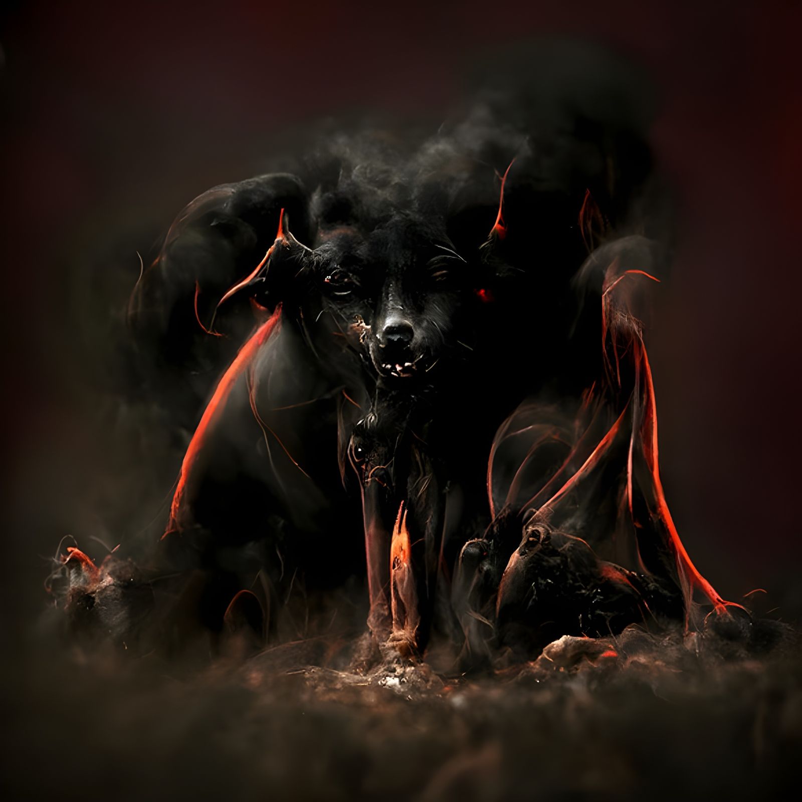 Sinister Hellhound with Glowing Eyes, Digital Art