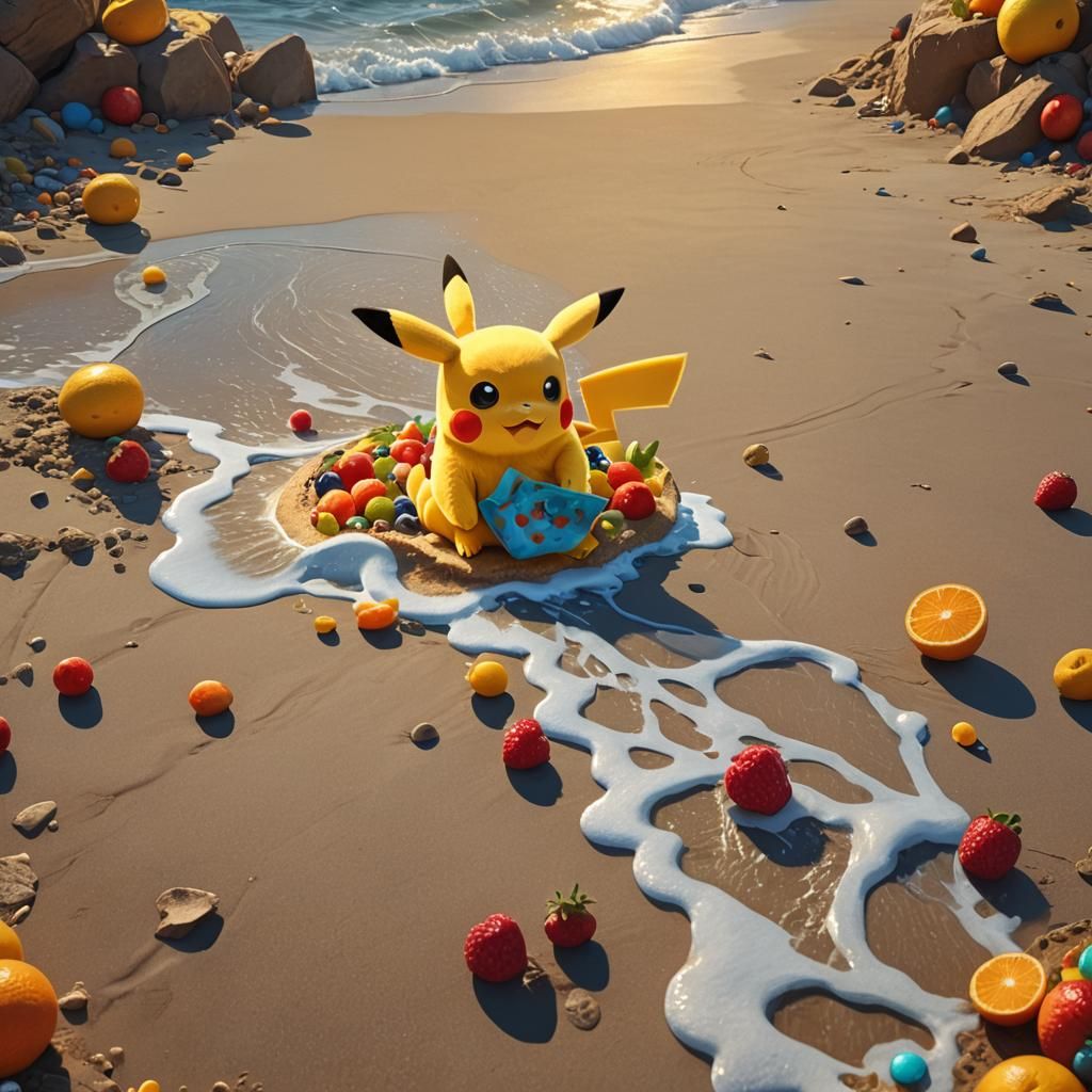 Pikachu's Beach Breakfast: A Digital Matte Painting