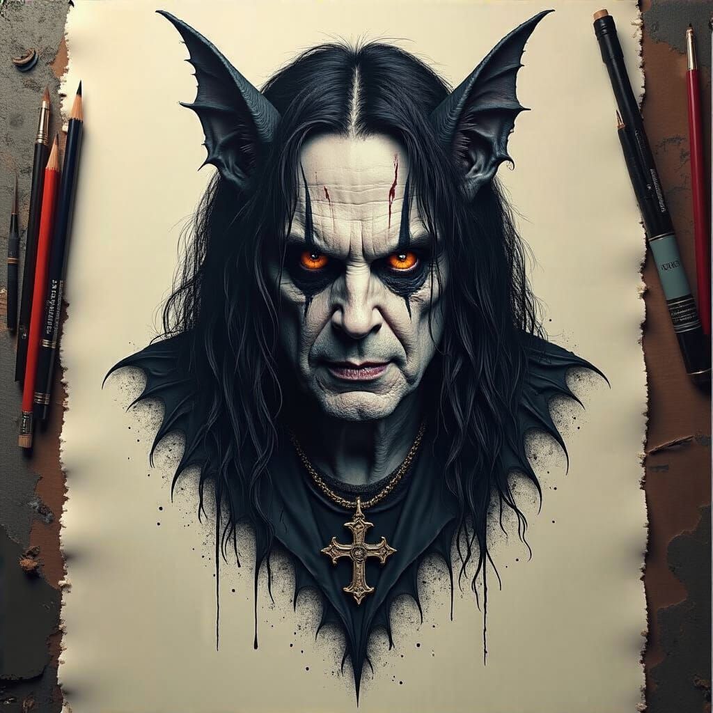 Ozzy Osbourne Bat Tattoo Design