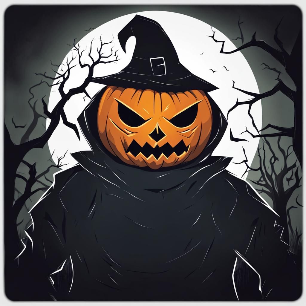 Scary Pumpkin Head Monster in Dark