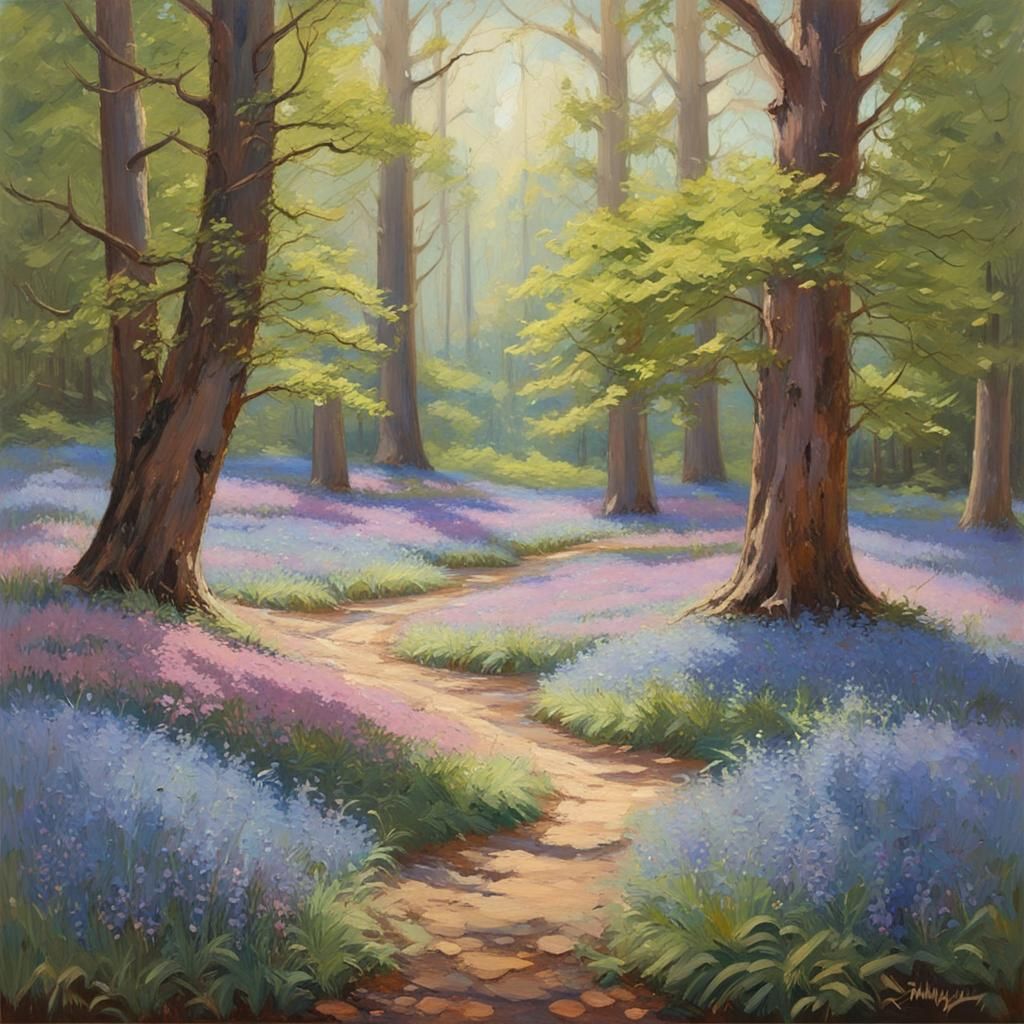 Sunlit Glade with Rose Quartz Stone: Gurney Style