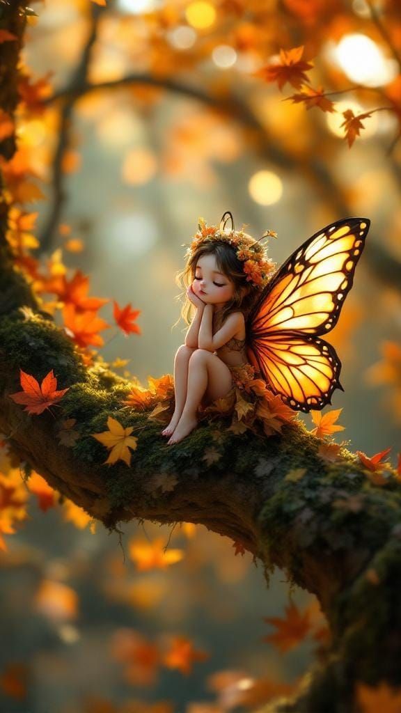 Autumn Fairy in Enchanted Forest