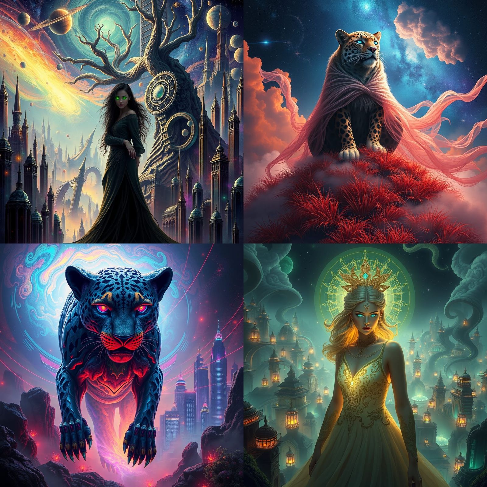 Cyberpunk Shaman: Teal Fire City of Time