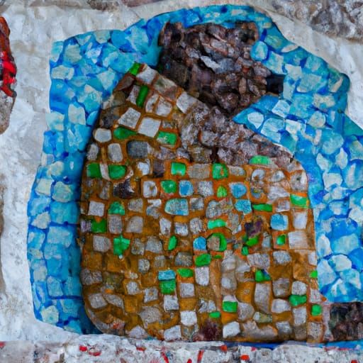 Bear Hibernating in Snowy Mosaic Cave