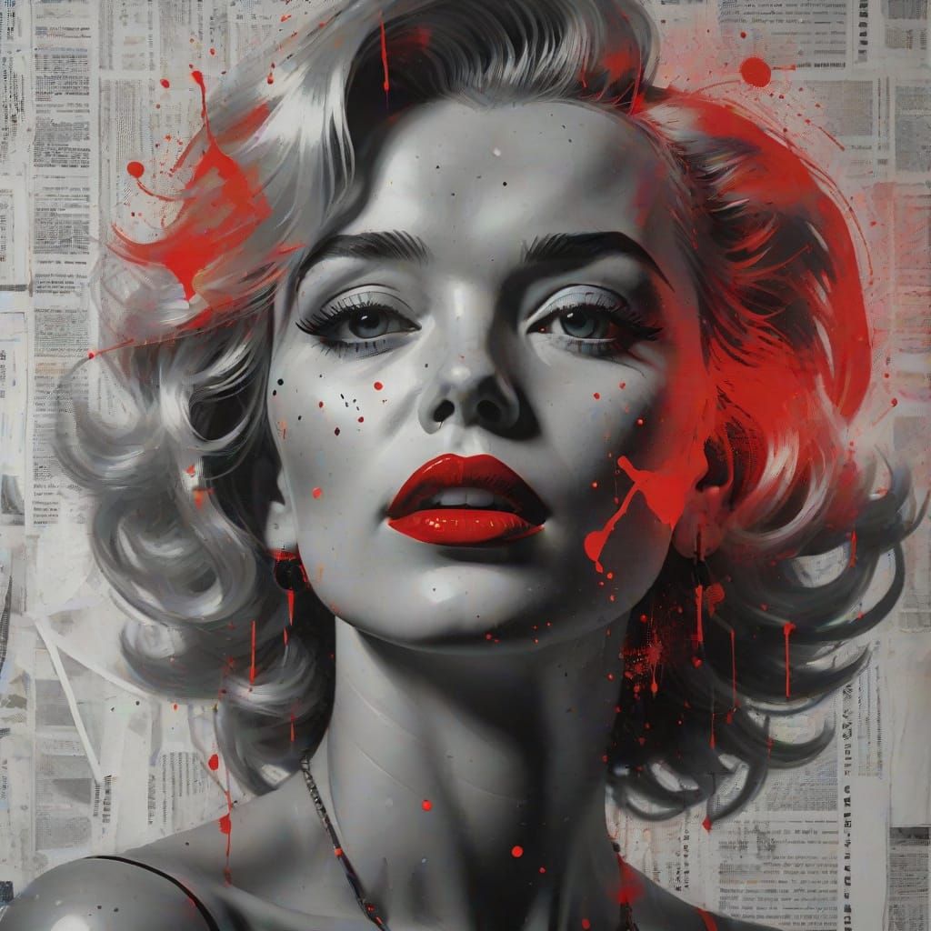 Vibrant Pop Art Portrait of a Woman Inspired by Marilyn Monr...