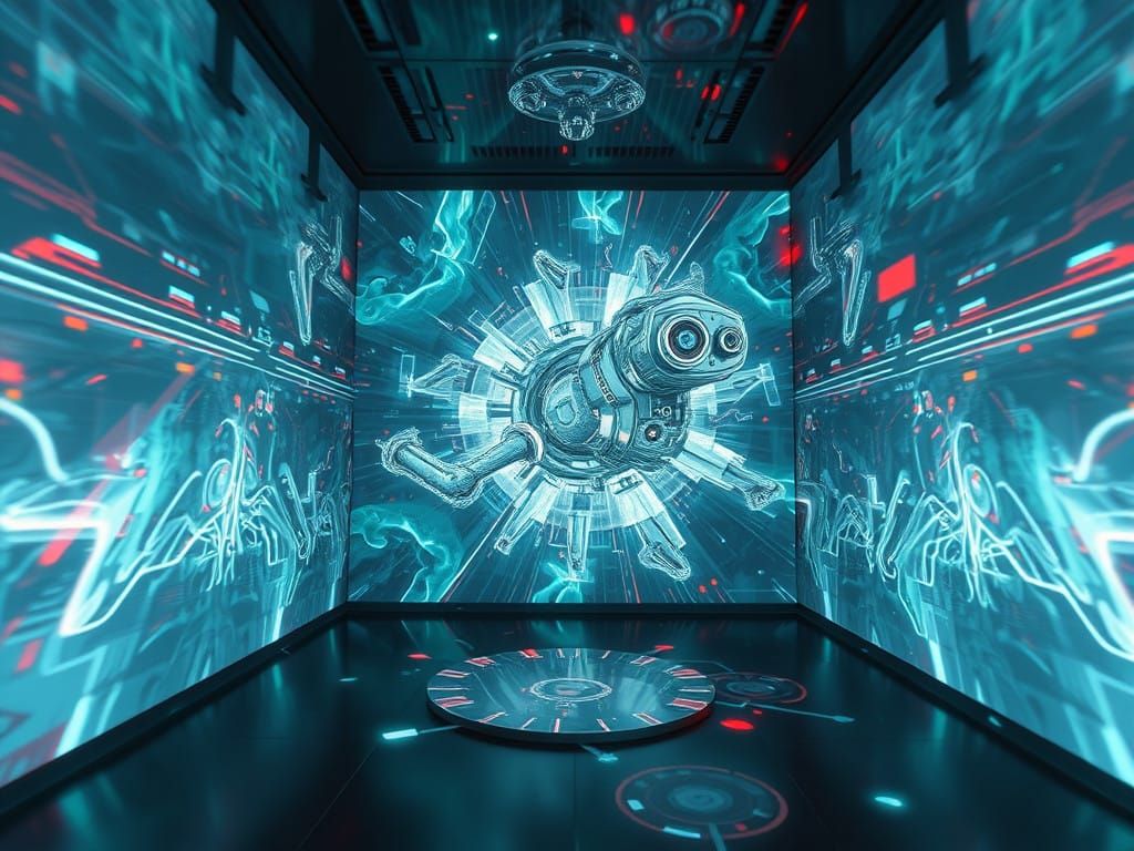 Dreamlike Holographic Meltdown in Cyberpunk Futurism