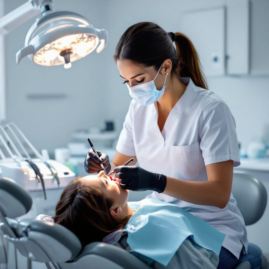 Realistic Dental Exam: Dentist Caring for Patient