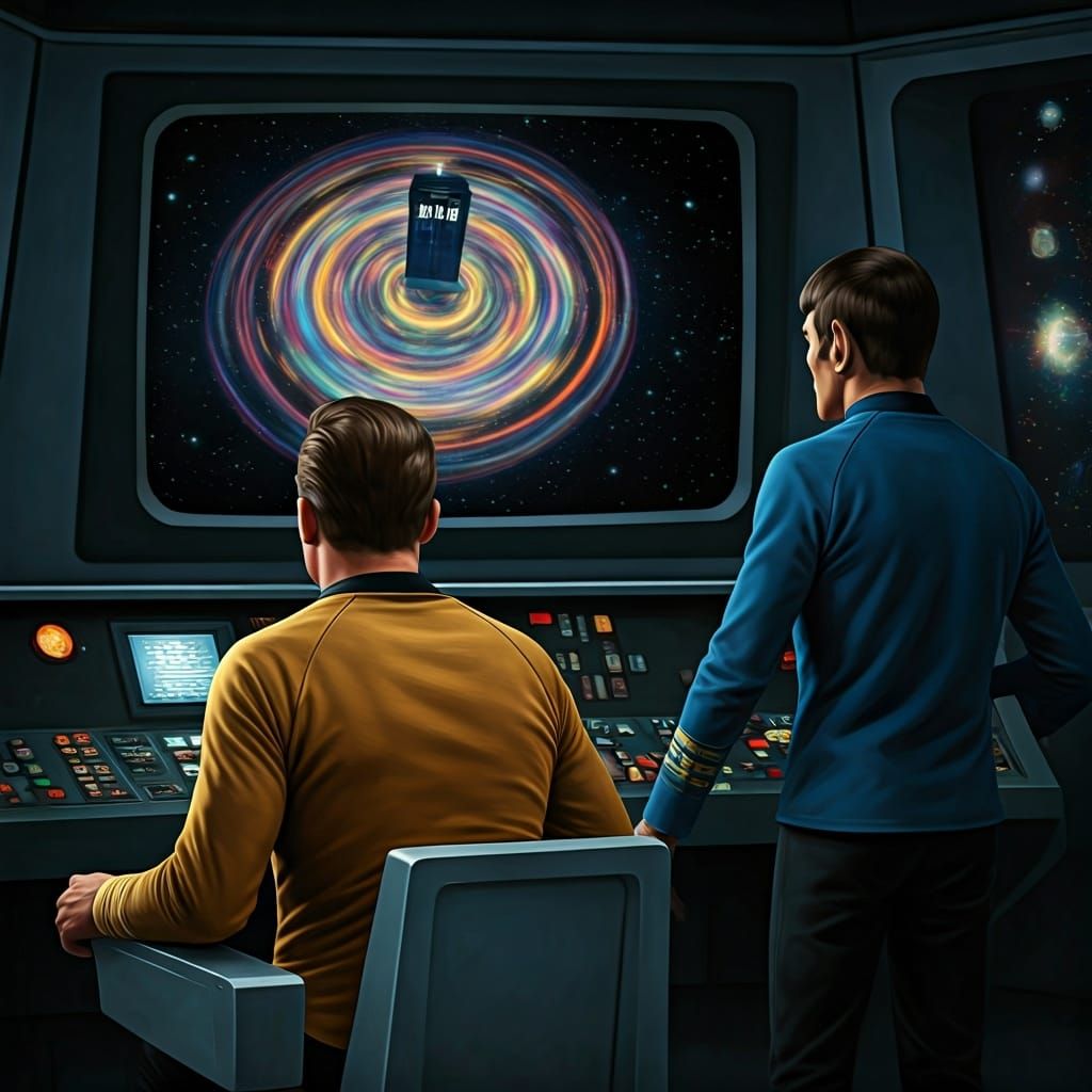 Kirk and Spock See the TARDIS: Comic Book Style