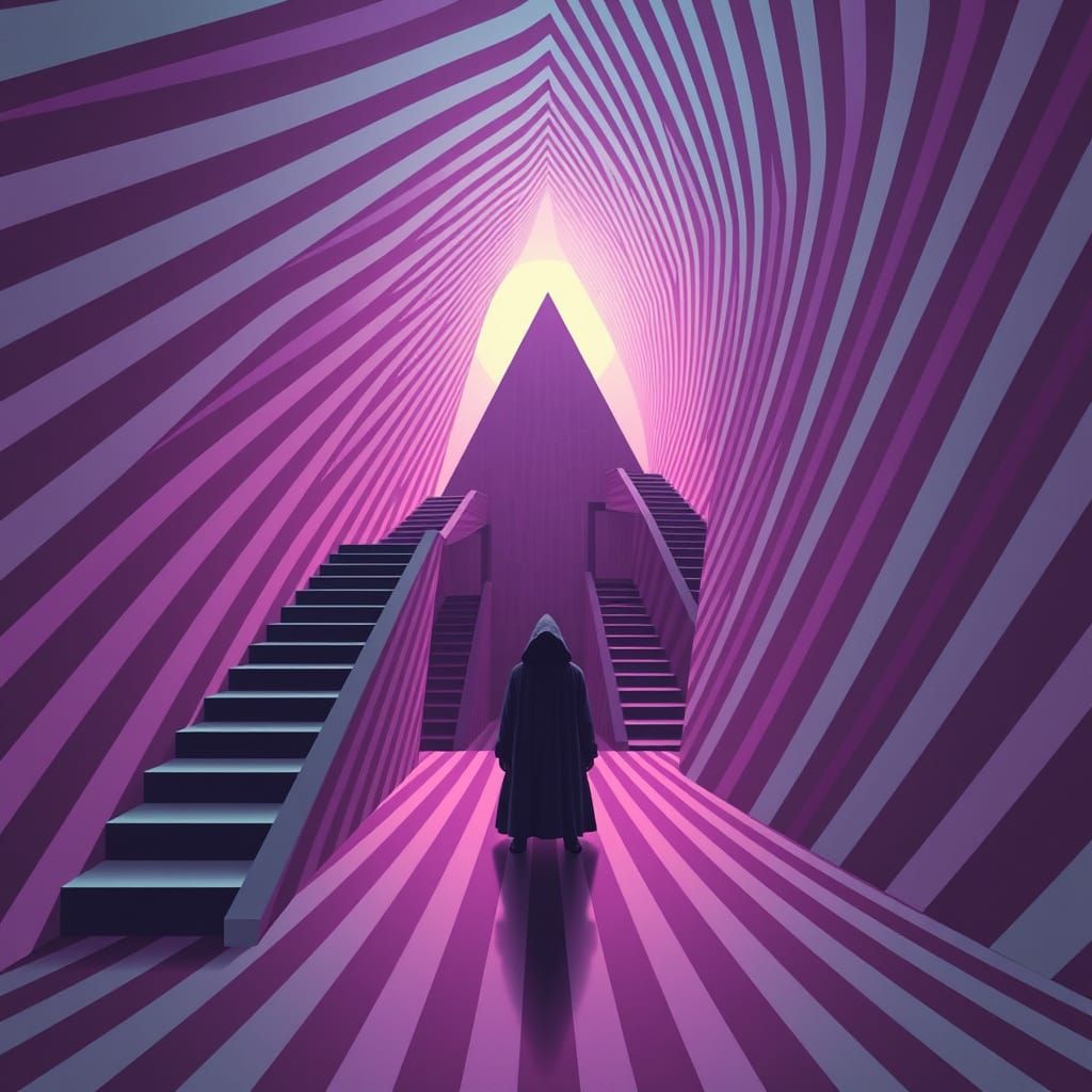 Retro Optical Illusion World in Vector Art Style