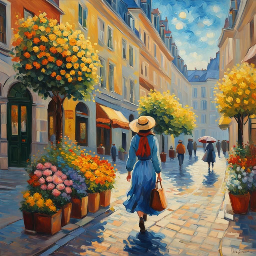 Vibrant Vienna Street Scene in Neo-Impressionist Style