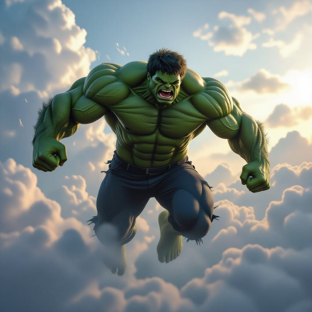 The Savage Hulk in Dynamic Mid-Air Leap