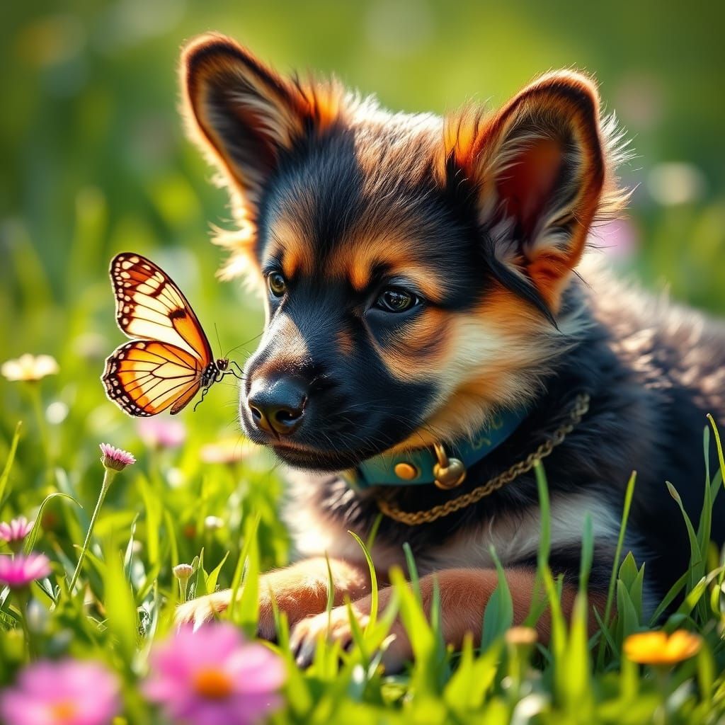 Puppy's Joy: A Whimsical Meadow Adventure