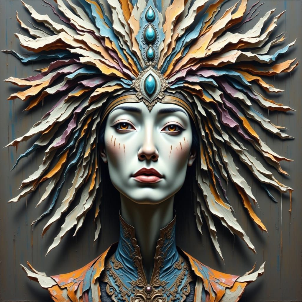 Futuristic Asian Android in Contexture Style