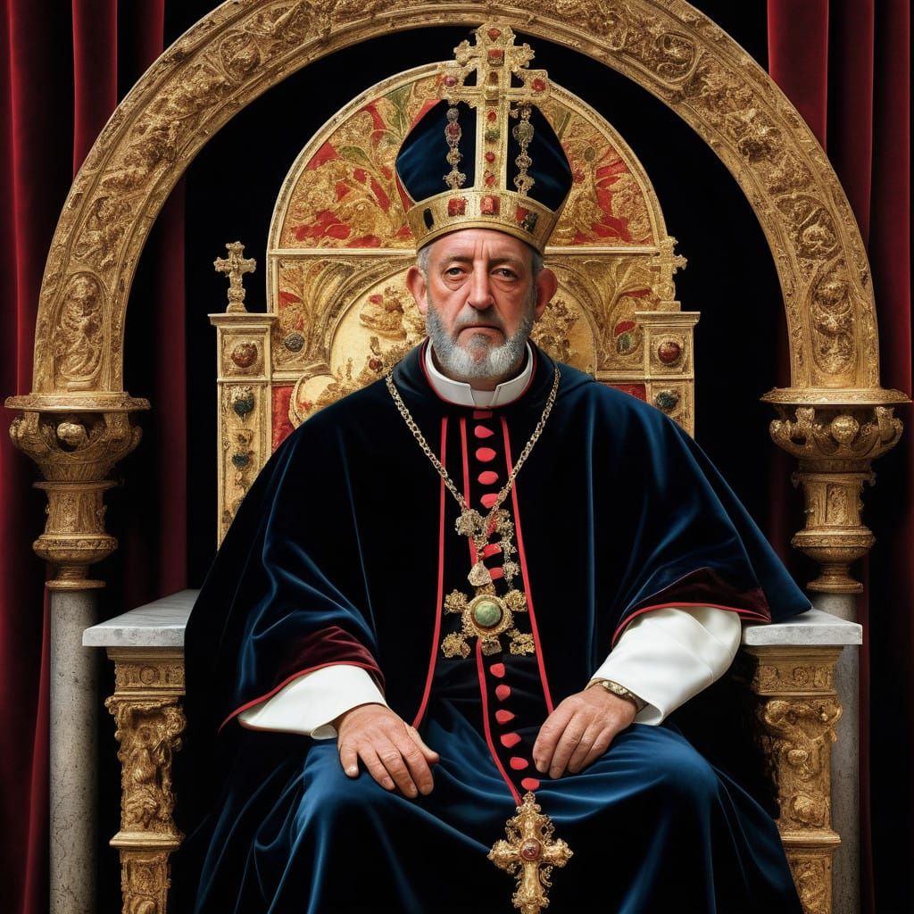 A Regal Figure in Papal Vestments, in the Style of Caravaggi...