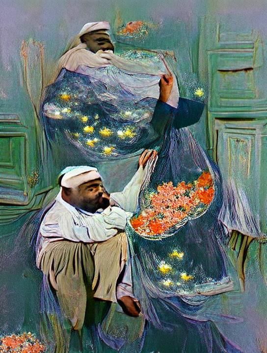 Ali Baba Under a Starry Sky, Impressionistic Style